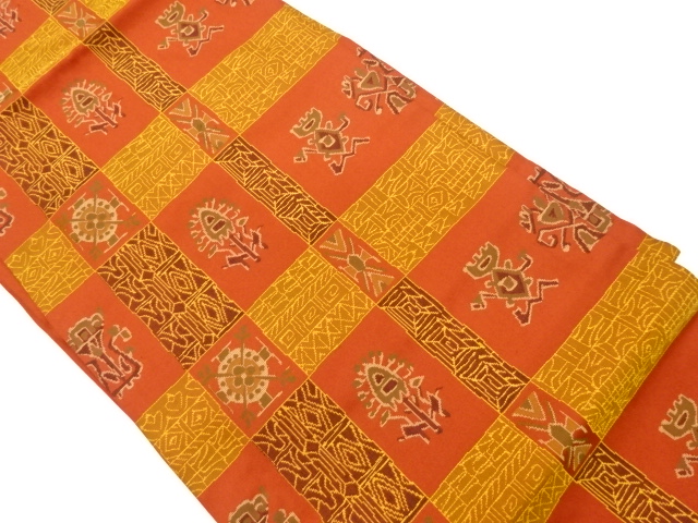 JAPANESE KIMONO / VINTAGE NAGOYA OBI / WOVEN ABSTRACT PATTERN
